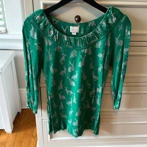 3/4 sleeve green cotton top